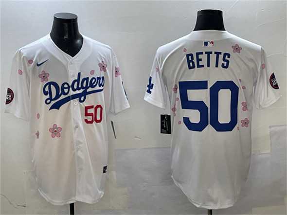 Men%27s Los Angeles Dodgers #50 Mookie Betts White 2025 Tokyo Series Limited Stitched Jersey->los angeles dodgers->MLB Jersey